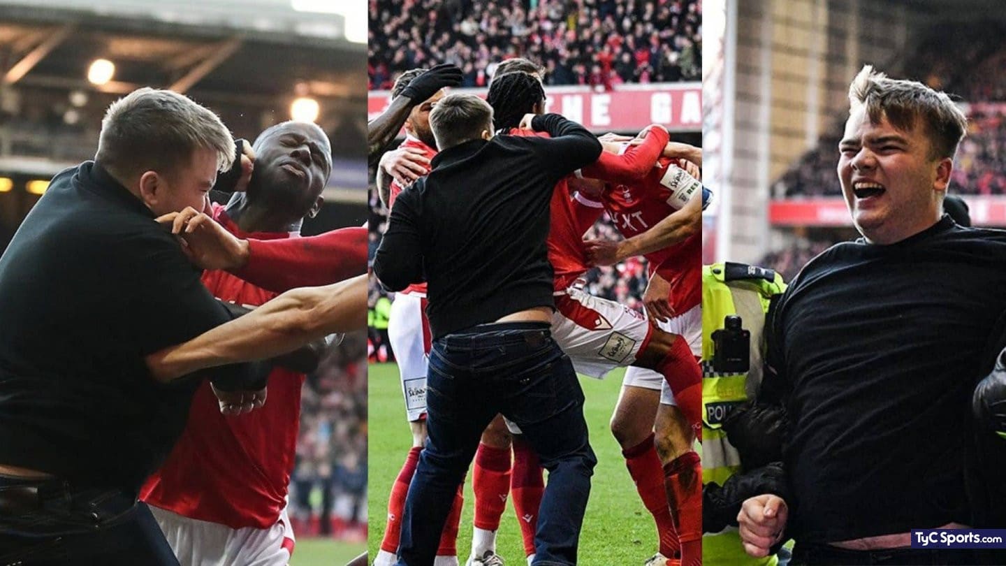 Locura en el fútbol inglés: Hincha invadió cancha y agredió a jugadores rivales