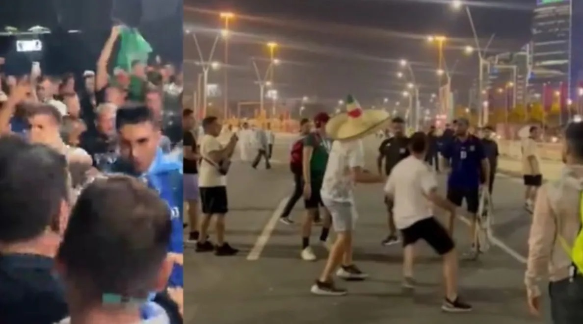 Video: Registran brutal pelea entre hinchas mexicanos y argentinos en Qatar