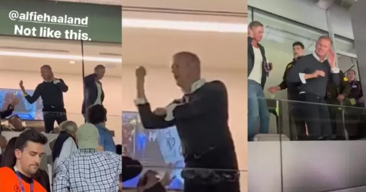 Arrojó comida e hizo gestos obscenos: Papá de Haaland hizo tremendo show en la Champions