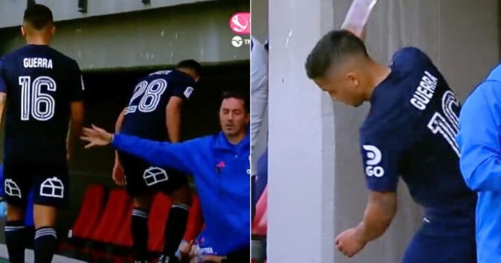 (Video) No saludó a nadie y lanzó botella: La furia del Nico Guerra tras ser reemplazado