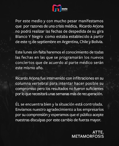 comunicadp ricardo arjona