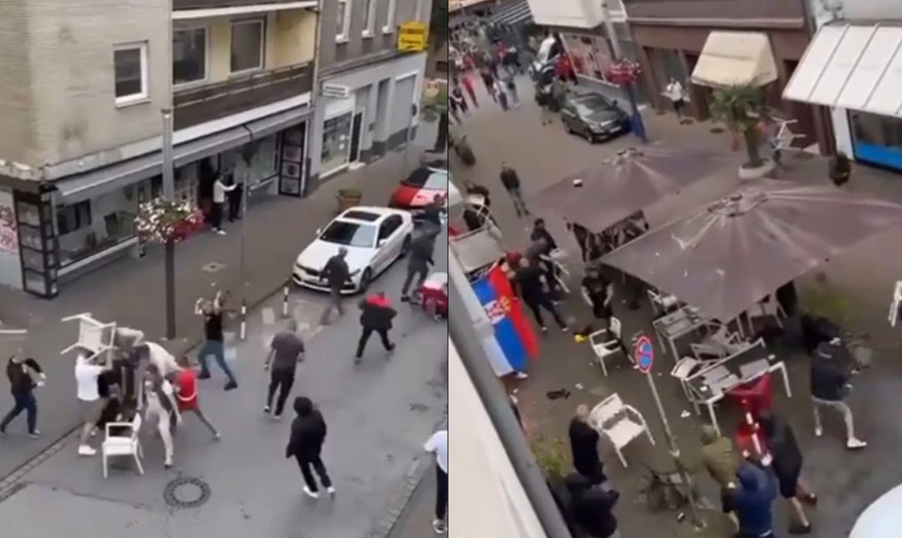 pelea ultras serbia y albania