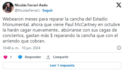 Hinchas de Colo Colo critican concierto de Paul McCartney en el Estadio Monumental - Te Caché!