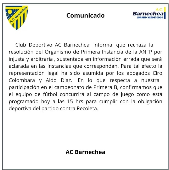 La drástica decisión de Barnechea en Primera B tras la suspensión por parte de la ANFP - Te Caché!