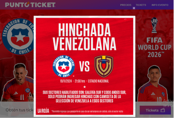 venta entradas chile vs venezuela