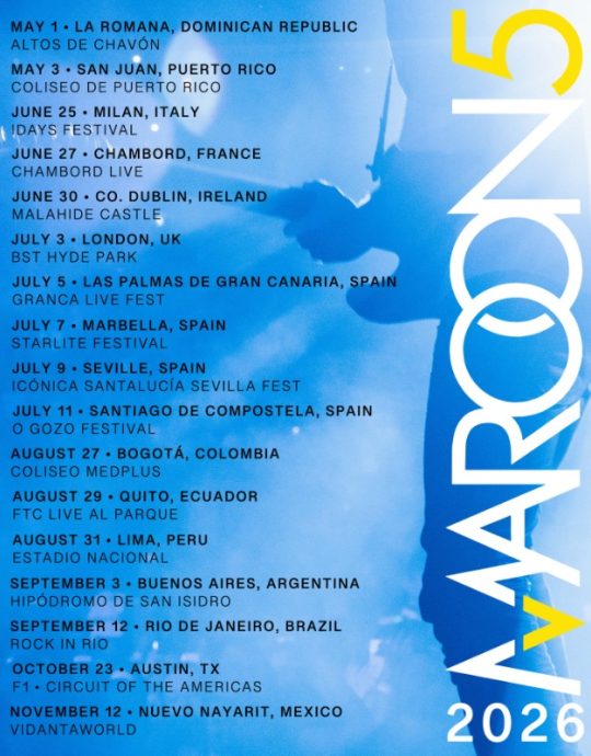 maroon 5 gira 2026